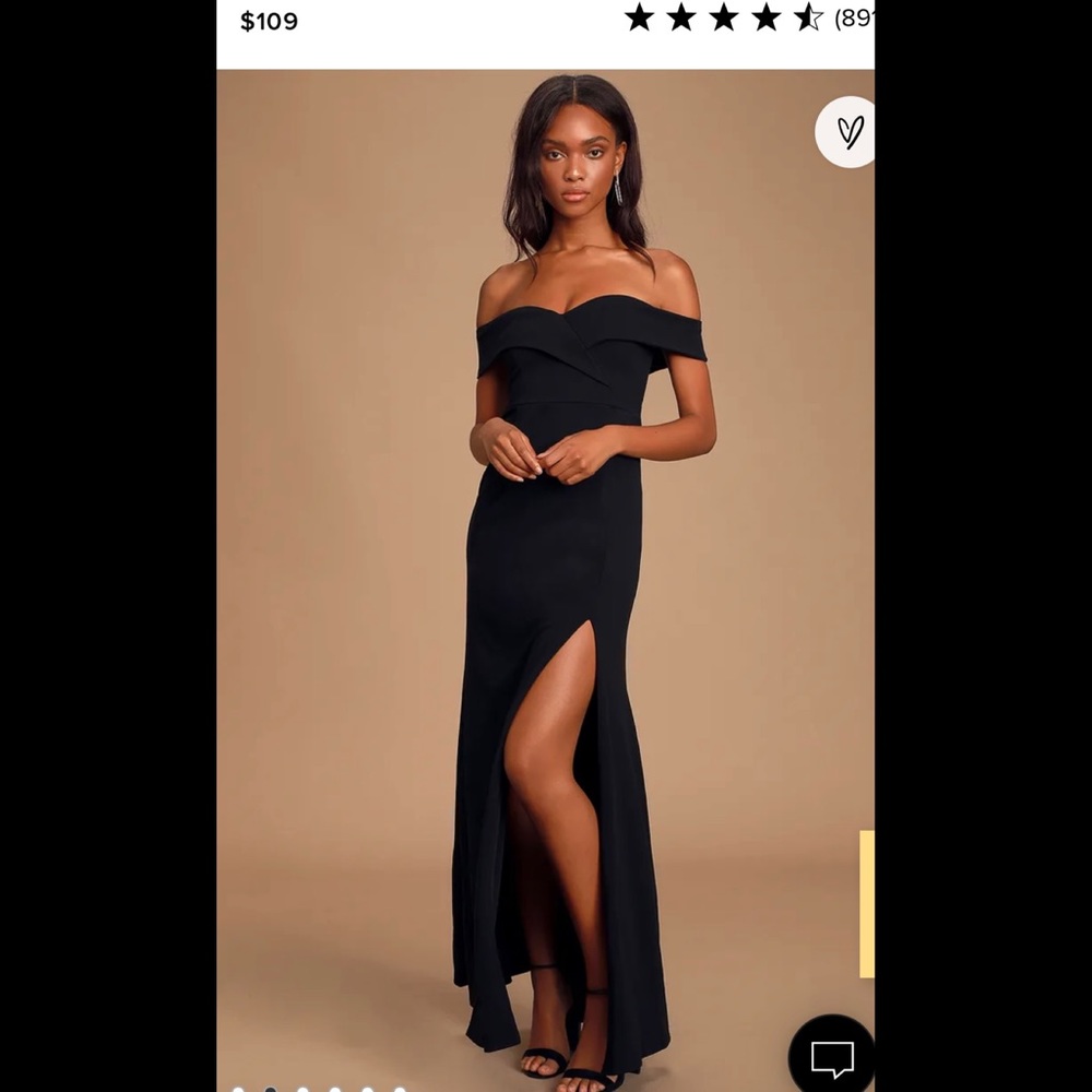 Lulus XS black off-the-shoulder maxi dress
